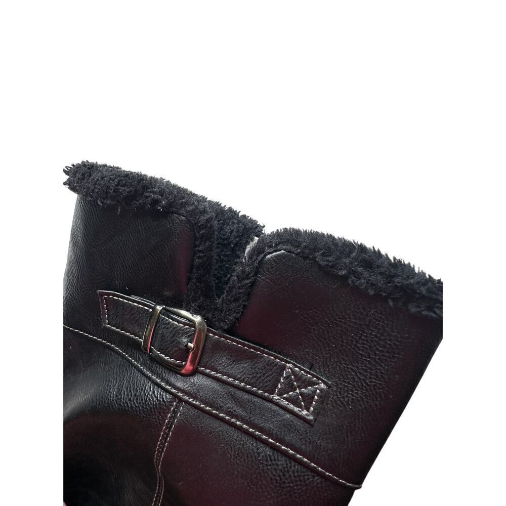 totes Size 9 Black Ashton Faux Fur Pull on Buckled Knee High Boots Fall Winter - Picture 4 of 12